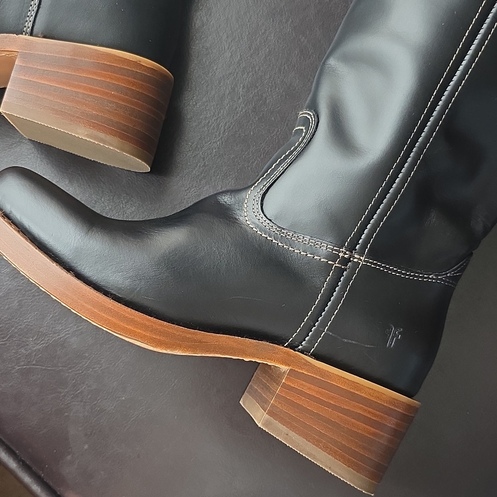 Frye Black Leather Heeled Boots - Picture 9 of 15